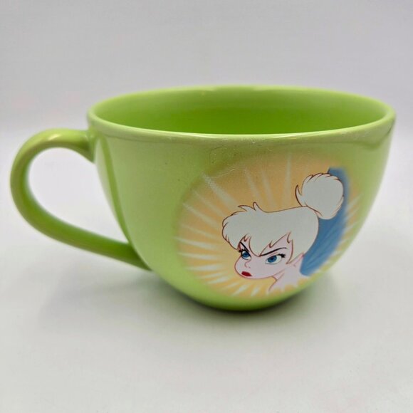 Walt Disney Presents Peter Pan Soup Mug Cereal Bowl Green Large Tinkerbell Read - Picture 8 of 11